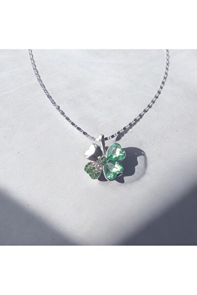 escoines koleksiyon Escoines Green 4-Leaf Clover Necklace Bracelet Earring Se...