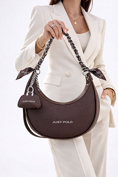 Just Polo Women's Shoulder and Hand Bag Baguette Bag & Silk Scarf Detail