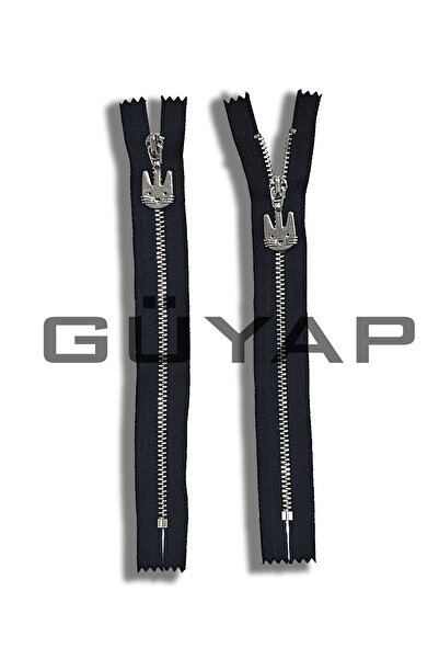GÜYAP YAPI TEKSTİL Premium Demir Diş Fermuar [ 18 cm Siyah - Nikel Diş - Tip/...