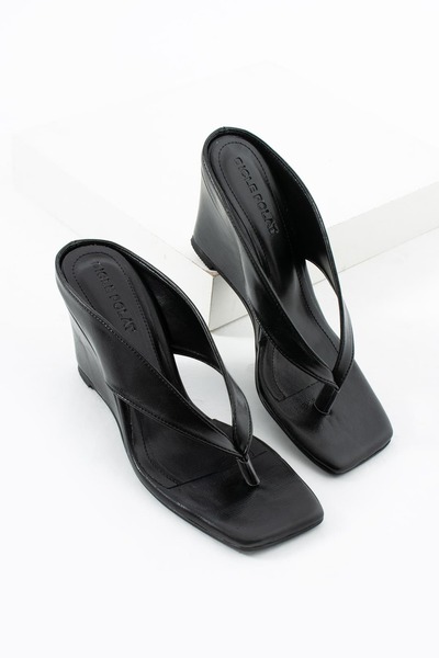 diclepolat Papuci de damă negri cu toc pană, cu platformă, model elegant de v...