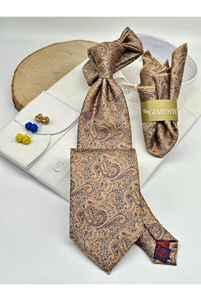 Gutiero Classic Tie with Mink Shawl Patterned Handkerchief