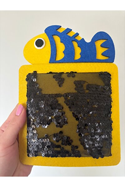 AYNA EĞİTİM MATERYALLERİ Balık Figürlü Pullu Duyusal Keçe Pano – Montessori D...