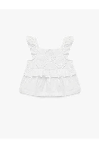 Koton Бяла блуза за момиченце с флорални детайли 6SMG60006AW