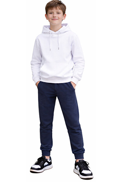 İrem Çocuk Giyim Boy's Dark Blue Color Sweatpants with Zipper Pocket and Elas...