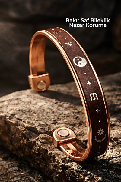 NBS Beautiful Naturel Stones Copper Leather Unisex Bracelet Adjustable Ethnic...