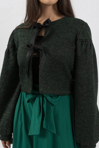 Gorgeaux Elegant Dark Green Jacket with Bows - XXXL