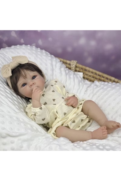 LunaDefano 48 cm Full Vinil Reborn Bebek Gerçekçi Kız Bebek | El Yapımı Oyunc...