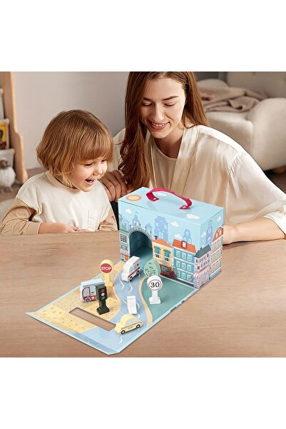 CasaDesteapta.ro Three-dimensional Wooden Game, with Cars and Accessories, fo...