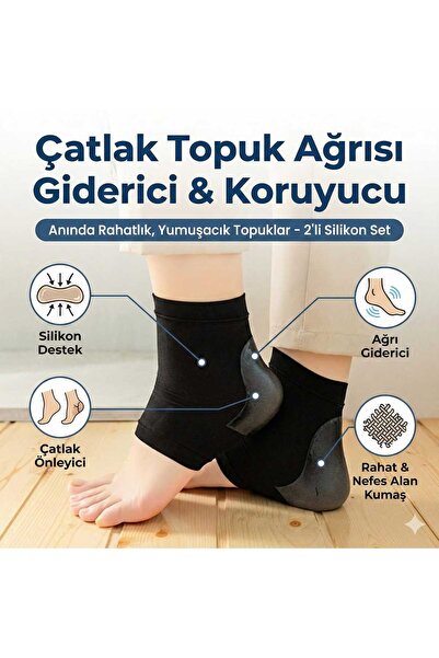 LOVYCO Silikon Topuk Koruyucu Çorap - Topuk Çatlak ve Ağrı Giderici, Topuk Di...