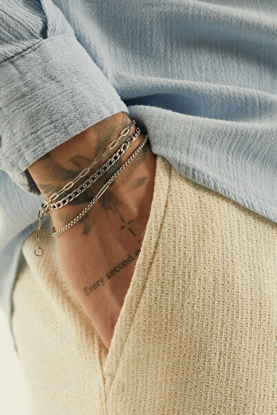 Fjellor Dúravel Silver Color Paperclip, Figaro & Gourmet Chain Men's Stainles...