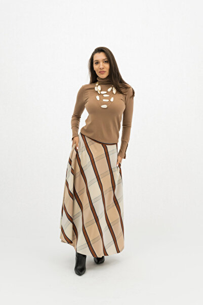 Gorgeaux Betty Pastel Striped Cream Skirt - M(38)