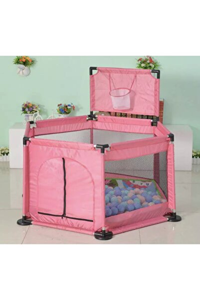 PlayFun Tarc pentru bebelusi cu cos de baschet si 30 bile, Roz