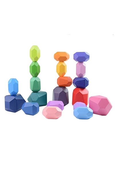 PlayFun Set educativ 21 blocuri din lemn multicolor