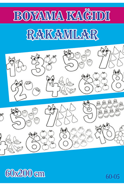 Sim Tasarım 2 mt Rakamlar Tema Çocuk Aktivite Dev Boyama Kağıdı