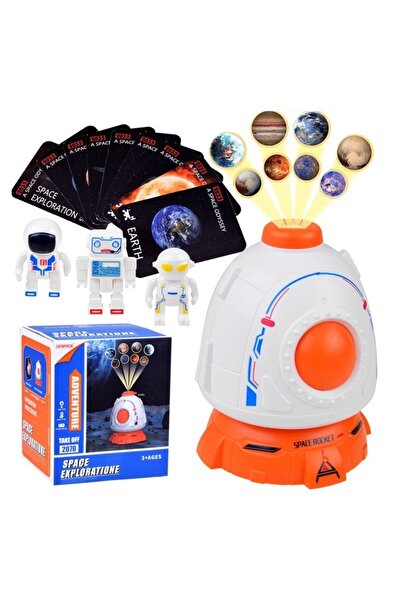 PlayFun Proiector planete cu 3 figurine, astronaut, robot si extraterestru