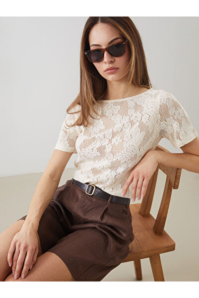 LC Waikiki Vizyon New Season Crew Neck Lace Blouse