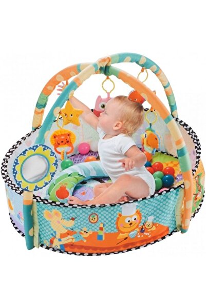 PlayFun Saltea de joaca 2 in 1 pentru bebelusi, cu bile, pernuta si bara juca...