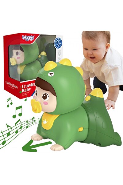 PlayFun Bebe Târâtor Verde cu Lumini și Sunete