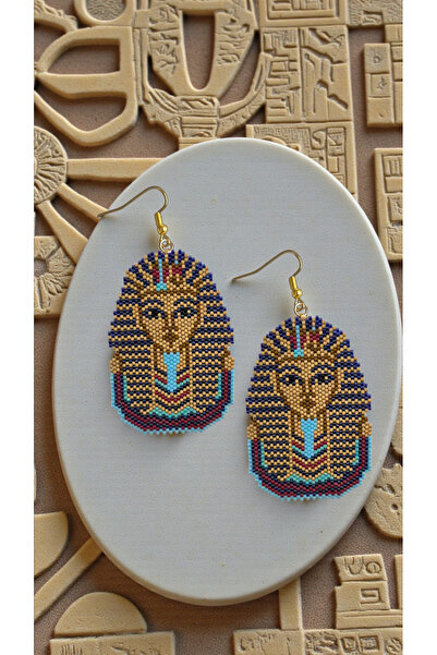SEARD Miyuki Beads Handmade Cleopatra Egyptian Pharaoh Earrings 5