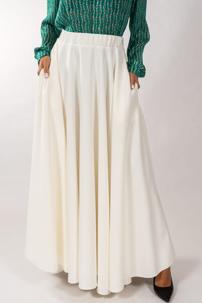 Gorgeaux Eliza Elegant Wide White Skirt - 3XL(46)