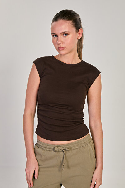 BARRELS AND OIL Women's Side Gathered Bodysuit - Bitter Brown