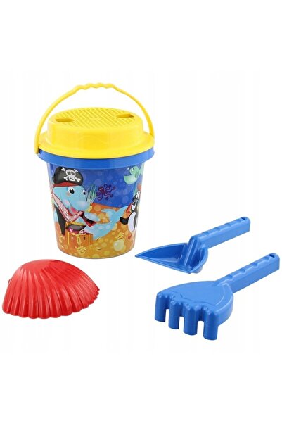 PlayFun Set Jucării Plajă 4 Piese Găleată Rotundă cu Accesorii pentru Nisip