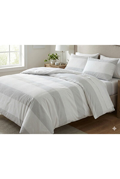 Maki Home Makiteks 100% Cotton Soho Gray Striped 200X220+2*(50X70) Double Duv...