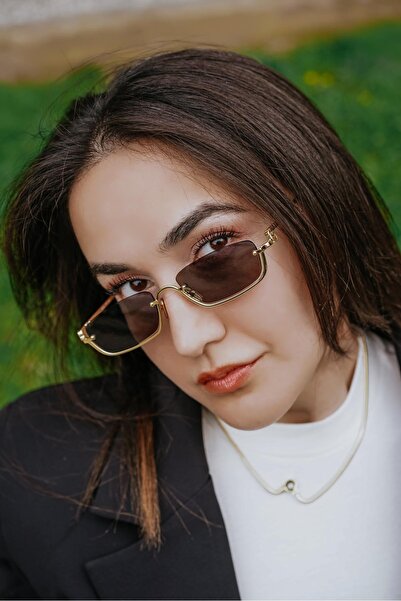 Stil Noktası Gold Metal Frame Black Glass Uv400 Sunglasses