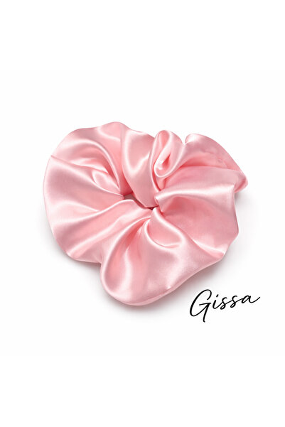 GİSSA Pudra Saten Saç Tokası 2’li Set – İpek Dokulu Lastik Toka, Saç Kırmayan...