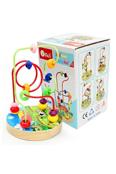 PlayFun Jucarie educativa cu baza din lemn, labirint motric, bile din plastic...