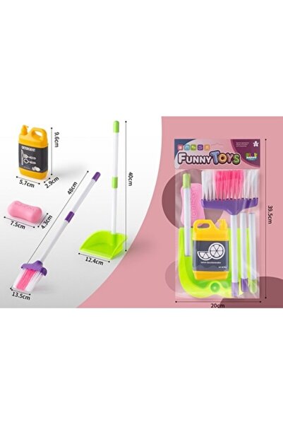 PlayFun Set de curatenie pentru copii Funny Toys cu matura si piese colorate