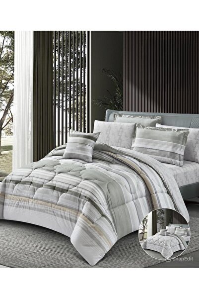 sadir Golden Luxury Cotton Duvet Set - Double 8 Pieces
