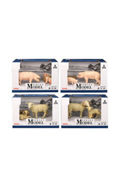 PlayFun Figurine Animale Fermă din Plastic – Set Mini Oaie și Porc, Model Rea...