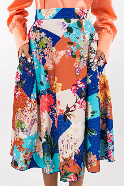 Gorgeaux Colorful Floral Print Skirt - XXL(44)