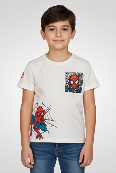 Marvel Spiderman x Kids Boy Short Sleeve Graphic Print T-Shirt, Off White