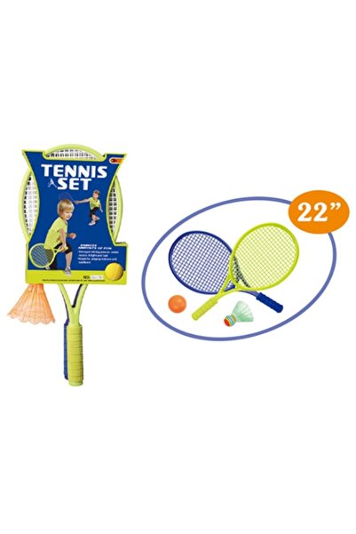 PlayFun Set de joc 2 in 1, 56 cm, Tenis si Badminton, verde cu albastru