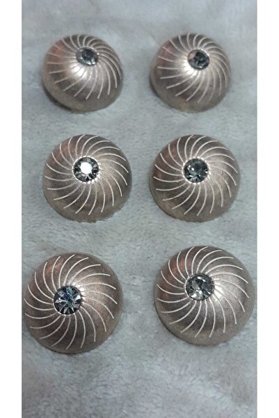 ILCARE أزرار معدنية مطلية بالنحاس البرونزي مع حجر مصقول 34 مقاس 24 ملم 6 قطع