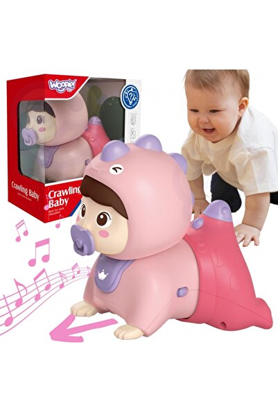 PlayFun Baby Pink Crawling Toy with Lights and Sounds