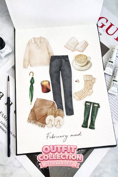 LABELOVE Outfit Collection 12 Ay Kombin Sticker Seti – Ajanda & Planner Uyumlu (80+ Adet)