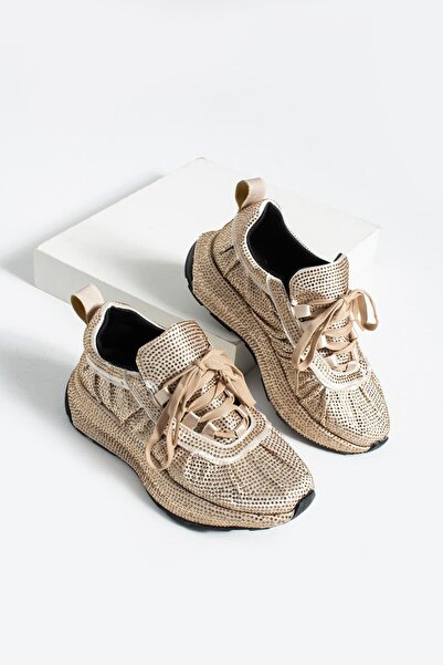 diclepolat Women's Fuchsia Stone Thick Sole Lace-Up Sports Shoes Sneaker Joya