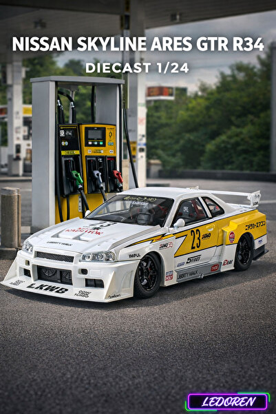 L'eDoren White Color Nissan Skyline Gtr-R34 1/24 Diecast Collectible Model Car