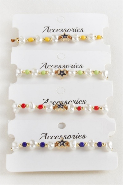 ZERO LAND Storozal Starfish Bead Pearl Macrame Rope Bracelet (01356) - Navy Blue