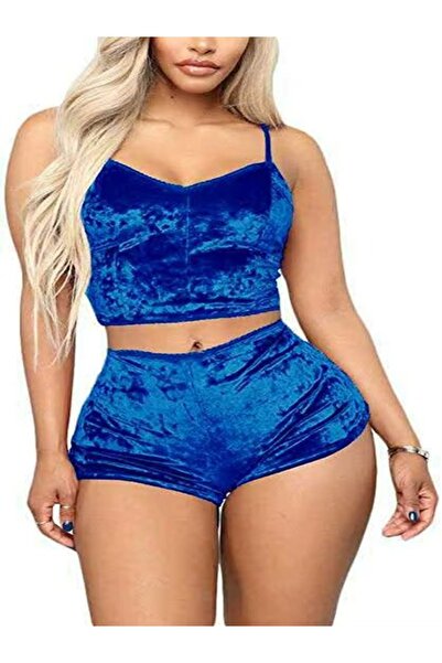 Eces Design Women's Velvet Pajama Set Shorts 2 Piece Set Soft Home Wear Loung...