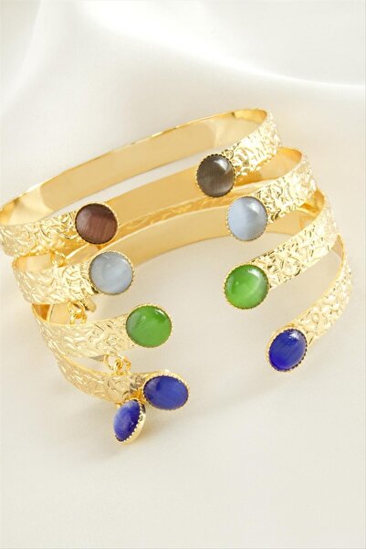 ZERO LAND Storozal Sallantılı Glass Stone Clamp Bracelet (01123) - Navy Blue