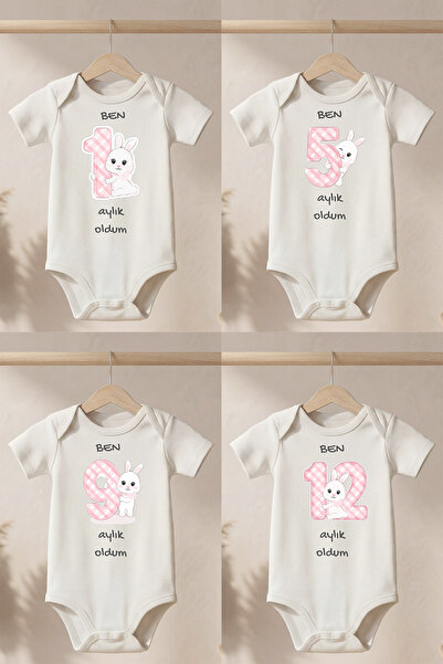 LilJoy Organic 100% Cotton I'M a Month Old Printed Baby Bodysuit for Every Mo...