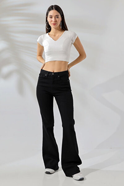 mooishan Aranka Black High Waist Flare Jeans, Lycra, Spanish Flare Jeansdk*1