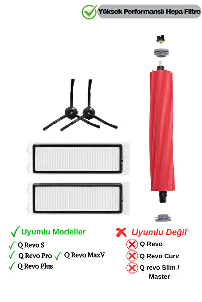 Ozemtek Roborock QRevo S/ QRevo MaxV / QRevo Pro Uyumlu Fırça Hepa Filtre Yed...