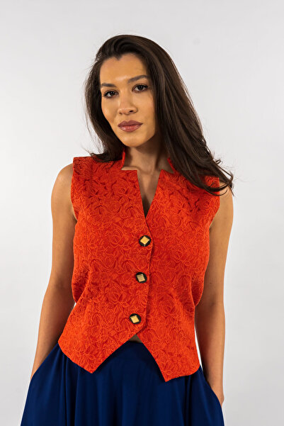 Gorgeaux Orange Floral Waistcoat - XL(42)