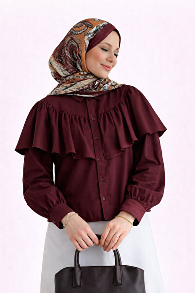 PIOVE Fırfır Detaylı Uzun Kollu Gömlek – Midnight Blue