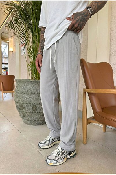 MADZEYMODA Full Lycra Super Flexible Baggy (Loose) Fit Men's Gray Ribbed Jogg...